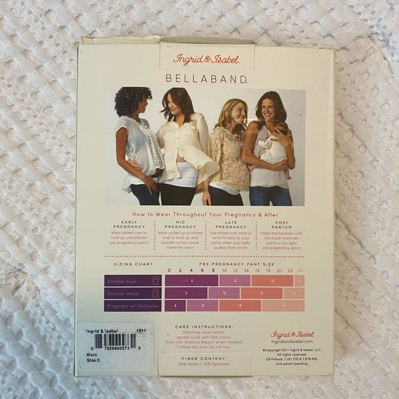 NWT Ingrid & Isabel Maternity Bellaband Size 2 Black Belly Band To Expand Jeans - Picture 3 of 3
